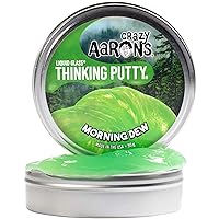 Crazy Aaron's Thinking Putty - Morning Dew Green Liquid Glass Collection - 4 Inch Tin, Never Dries Out