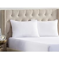 Serta Simply Clean Soft Stain-Resistant Down Alternative Medium/Firm Bed Pillows for Sleeping (2 Pack), King, White