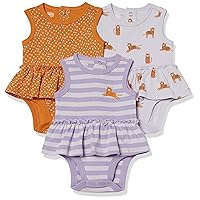 Amazon Essentials Baby Girls' Sleeveless Bodysuit Dress, Pack of 3
