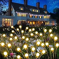 6-Pack Solar Garden Lights for Outdoor, Upgraded 48 LED Firefly Solar Swaying Lights, Sway by Wind, Waterproof Outdoor Lights Solar Powered for Yard Patio Pathway Decoration (Warm White)