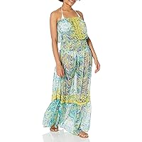 Ramy Brook Women's Standard Lilly Strapless Maxi Dress, Lemon Multi Wave Print, Medium