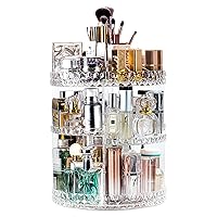 DreamGenius Makeup Organizer, 360 Degree Rotating Perfume Organizer, Adjustable Makeup organizers and storage with 3 Layers, Fits Makeup Brushes Lipsticks and Jewelry, Clear Acrylic