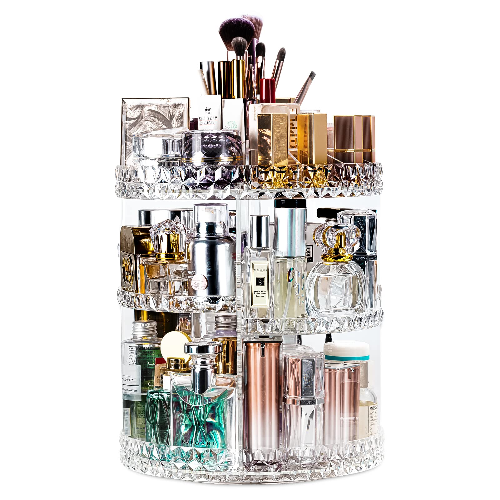 DreamGenius Makeup Organizer, 360 Degree Rotating Perfume Organizer, Adjustable Makeup organizers and storage with 8 Layers , Fits Makeup Brushes Lipsticks and Jewelry, Clear Acrylic