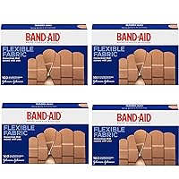 Band-Aid Brand Flexible Fabric Adhesive Bandages, Assorted Sizes qEipAN, 4Pack (100 Count)