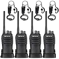 Retevis RT21 Walkie Talkies (4 Pack) with Earpiece(4 Pack), Long Range, Two Way Radio Rechargeable, Handheld, Portable, FRS, Durable, Heavy Duty, AI Active Noise Reduction Two Way Radio Earpiece