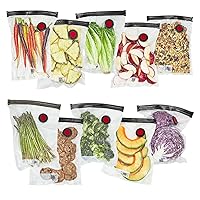 ZWILLING Fresh & Save Set 10-pc Vacuum Sealer Bags for Food, 1 Gallon, Reusable Sous Vide Bags, Reusable Food Storage Bags for Meal Prep, Reusable Snack Bags, Dishwasher Safe , Medium, Clear