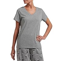 HUE Women's Sleepwell Basic Short Sleeve V-Neck T-Shirt for Lounging Or Sleeping, Made with Temperature Regulating Technology