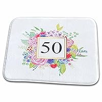 3dRose Floral Number 50 Celebrating 50 years old 50th birthday or... - Dish Drying Mats (ddm-317240-1)
