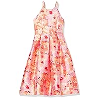 Speechless Girl's Halter Neck Mikado Midi Party Special Occasion Dress, Pink/Coral, 14
