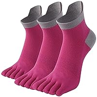 Toe Socks for Men and Women, Coolmax Five Finger Ankle Socks, Athletic Running Socks, 3 Pairs
