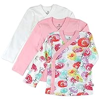 3-Pack Long Sleeve Side-Snap Kimono Tops Newborn for Infant Boys, Girls, Unisex Baby 100% Organic Cotton