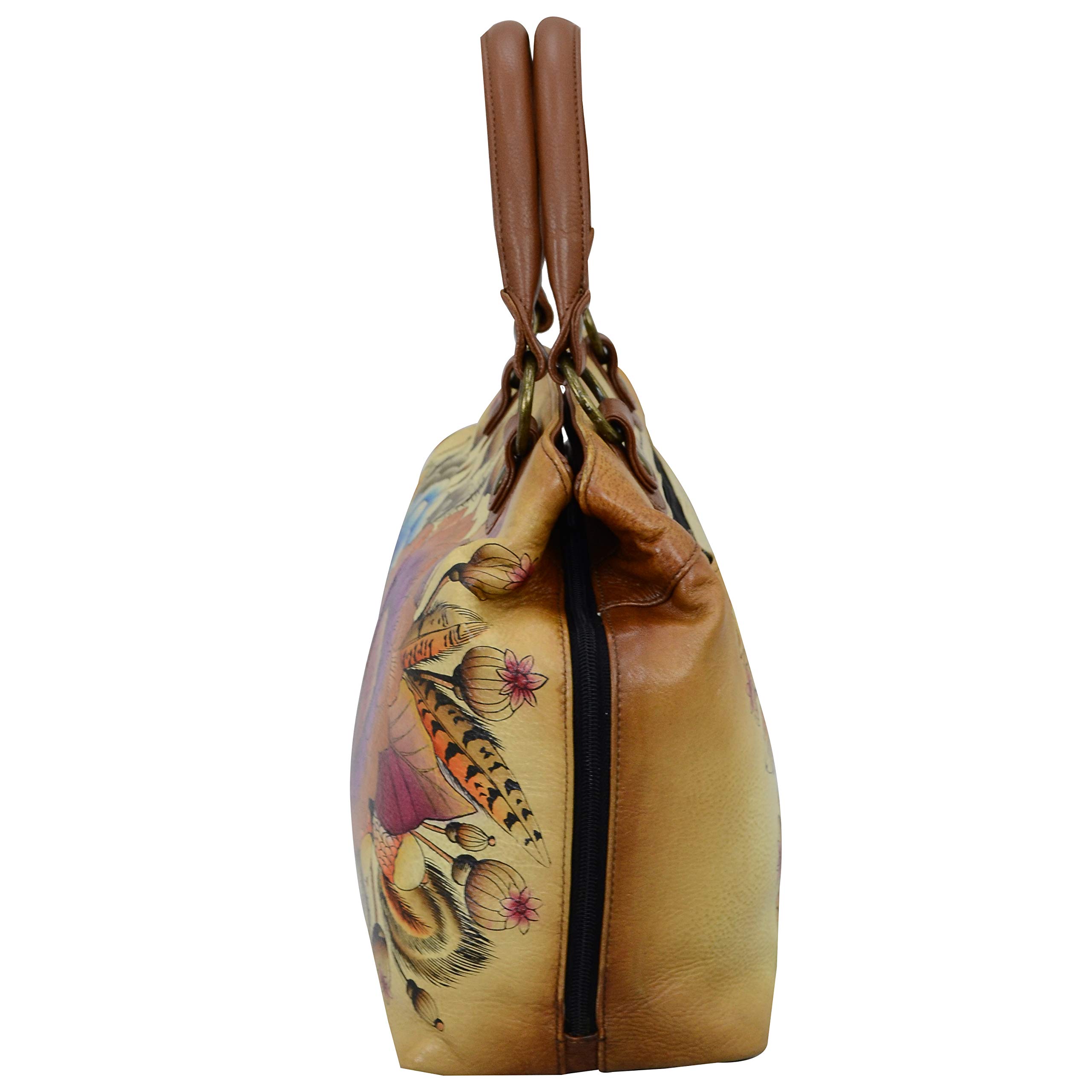 Anna by Anuschka Multi-Compartment Satchel Shoulder Handbag-Leather
