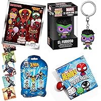 Funko X-Man Marvel Pint Spider-Man Figure Bundled with Deadpool Hanger + X-Men Dome + Hulk Pocket Pop! El Furioso 4-Items