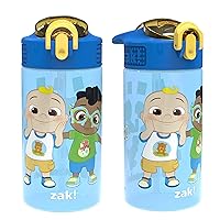 Zak Designs CoComelon Kids Water Bottle with Spout Cover and Built-In Carrying Loop, Made of Durable Plastic, Leak-Proof Water Bottle Design for Travel (16 oz, Pack of 2)