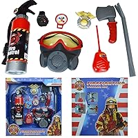 BPC Fireman Gear Firefighter Costume Role Play Toy Set for Kids with Fire Extinguisher and Walkie Talkie, Red