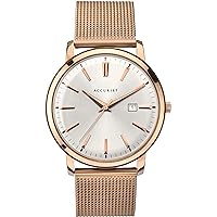 Mens Stainless Steel Japanese Quartz Vintage Style Watch with Milanese Mesh Bracelet, Sunray Dial, Date Window, 30m Water Resistant, Adjustable Safety Clasp, 2 Year Guarantee.