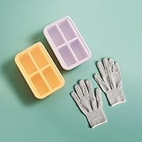 Silicone 1-Cup Freezing Tray with Lid and Gloves | Perfect Housewarming Gift | Makes 8 Perfect Portions | For Freezing Soup, Ice Cream, Smoothies, Baking | Large Freezer Molds | Storage Containers