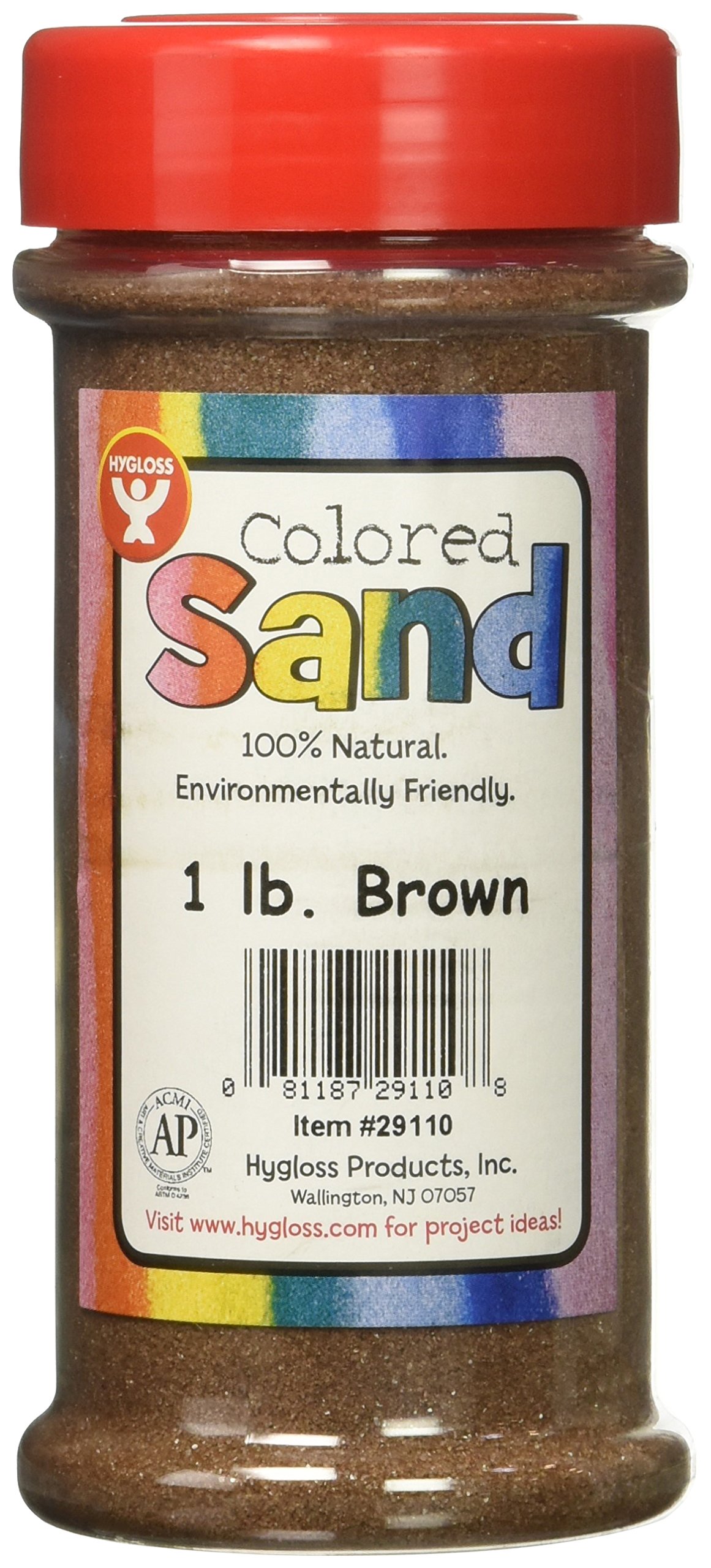 Hygloss Products Colored Play Sand - Assorted Colorful Craft Art Bucket O' Sand, Brown, 1 lb