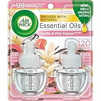 Air Wick Plug in Scented Oil Refill, 2 ct, Vanilla and Pink Papaya, Air Freshener, Essential Oils