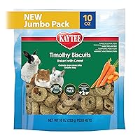 Kaytee Timothy Biscuits Baked Treat with Carrots for Guinea Pigs, Chinchillas, Hamsters, Gerbils and Mice, 10 oz