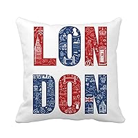 Throw Pillow Cover England London in Love Travel Doodle Princess Guard British 20x20 Inches Pillowcase Home Decorative Square Pillow Case Cushion Cover