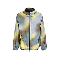 Emporio Armani Men's Hooded All Over Abstract Printed Windbreaker Jacket