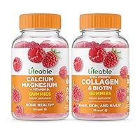 Lifeable Calcium Magnesium + Collagen & Biotin, Gummies Bundle - Great Tasting, Vitamin Supplement, Gluten Free, GMO Free, Chewable