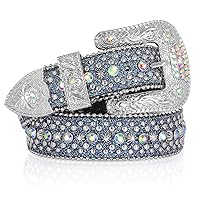 Men Women Rhinestone Belt Western Cowboy Cowgirl Shine Crystal Diamond Studded Luxury Strap Belts