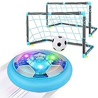 Hover Soccer Ball Set with 2 Goals, Rechargeable Indoor Air Floating Soccer Ball with LED Light and Foam Bumper, Perfect Birthday Xmas Gifts for Age 3 4 5 6 7 8-12 Year Old Kids Boys Girls