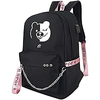 Anime Danganronpa Luminous Backpack Book Bag Laptop School Bag with USB Charging Port And Headphone Port