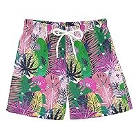 Wudan Coconuts Tropical Abstract Pink Boys Swim Trunks Toddler Swim Board Shorts Teens Kids Beach Vacation 3-16 Years