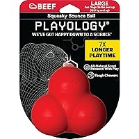 Playology Squeaky Bounce Ball Dog Toy, for Large Dog Breeds (35lbs and Up) - for Heavy Chewers - Engaging All-Natural Beef Scented Toy - Non-Toxic Materials