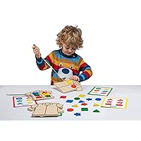 Wooden Lacing Clothes - Brightly Colored Shape Threading Fine Motor Game - Pre-K Educational Learning Toy - 54 Pieces - 3 Years +