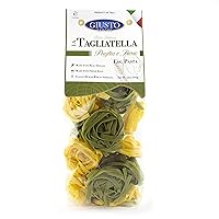 Giusto Sapore Spinach Tagliatelle Italian Egg Pasta Nest - 340g - Premium Bronze Drawn Durum Wheat Semolina Gourmet Pasta Noodles Brand - Imported from Italy and Family Owned (Paglia e Fieno, 1 Pack)