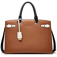 BOSTANTEN Leather Briefcase for Women Vintage 15.6 inch and Shoulder Work Tote Bag Purse 15.6 Inch Brown