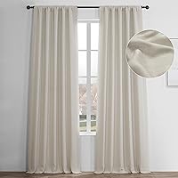 HPD Half Price Drapes Faux Linen Room Darkening Curtains - 96 Inches Long Luxury Linen Curtains for Bedroom & Living Room (1 Panel), 50W X 96L, Birch