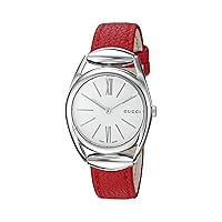 Gucci Swiss Quartz Stainless Steel and Leather Dress Red Women's Watch(Model: YA140501)