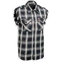 Milwaukee Leather DM1002 Men's Black Lightweight Denim Shirt with with Frayed Cut Off Sleeveless Look