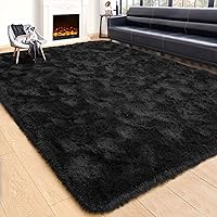 Rostyle 5x8 Fluffy Black Rugs for Living Room,Large Living Room Carpet,Shaggy Area Rugs for Bedroom,Thick Fuzzy Dorm Rug,Soft Indoor Floor Rug for Kids Room Decor Aesthetic
