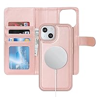 Ｈａｖａｙａ for iPhone 15 Plus Wallet Case Magsafe Compatible iPhone 15 Plus case with Card Holder iPhone 15 Plus Phone case Wallet Detachable Magnetic flip Folio Leather Cover for Women-Rose Gold