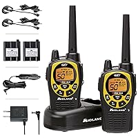 Midland 50 Channel GMRS Two-Way Radio - Long Range Walkie Talkie with 142 Privacy Codes, SOS Siren, and NOAA Weather Alerts and Weather Scan (Black/Yellow, Pair Pack)