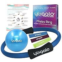 Pilates Ring and Ball Set with 3 Resistance Bands - Pilates Equipment for Home Workout - Magic Circle Pilates Ring 14 Inch to Tone, Sculpt and Strengthen - Fitness Ring for Yoga and Pilates