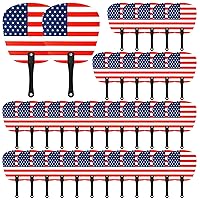 36 Pcs July 4th Patriotic Fan Bulk Summer Handheld Fan Plastic Round Fans Independence Day Decorative Fans Summer Fourth of July Party Favors Decors Gifts (Flag Style)