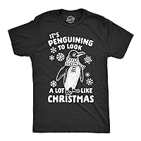 Mens It's Penguining to Look A Lot Like Christmas Tshirt Funny Holiday Penguin Xmas Tee