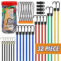 Cartman 32 Piece Bungee Cords Assortment Jar Includes 10