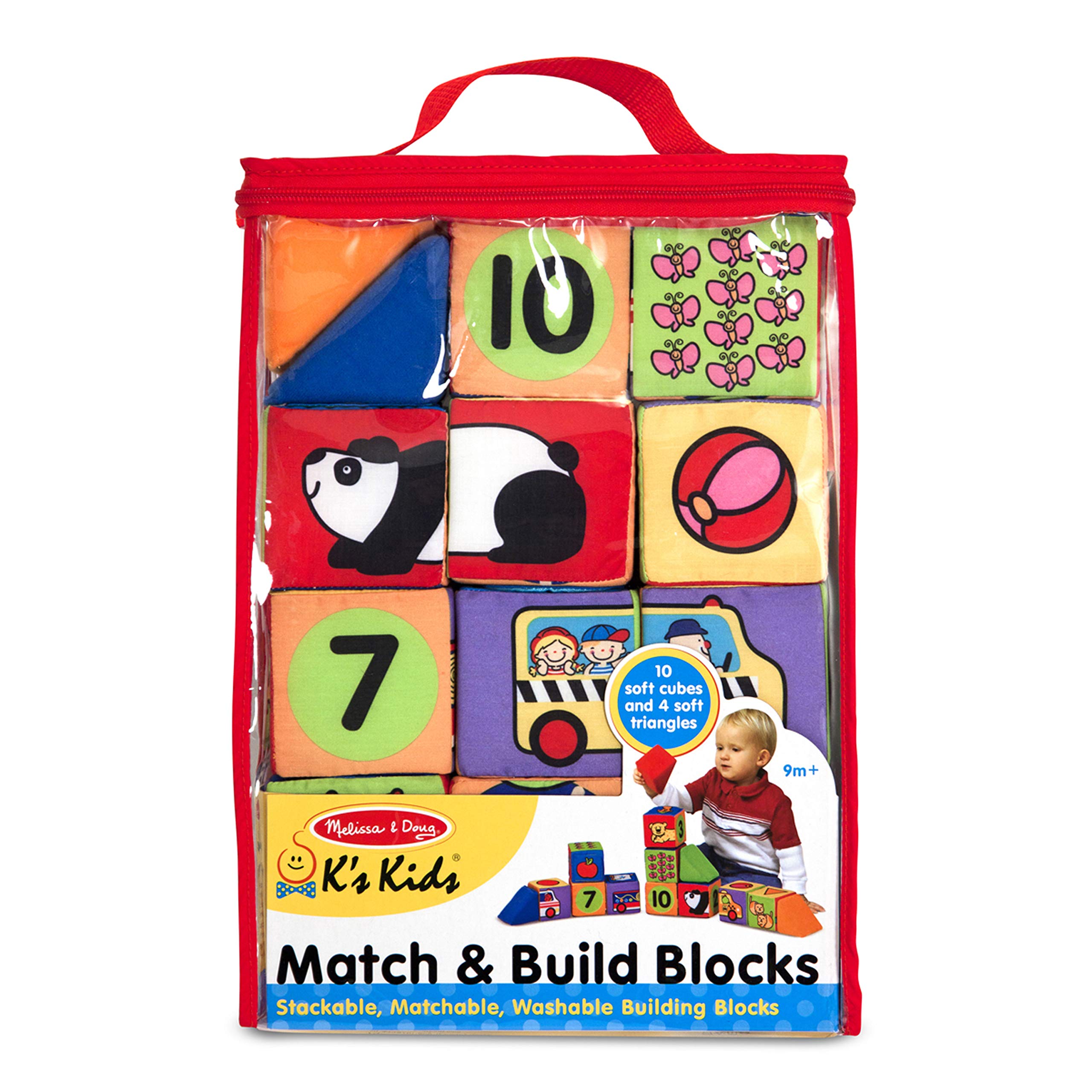 Melissa & Doug K's Kids Match and Build Soft Blocks Set For Toddlers, Building Blocks, Sensory Baby Stacking Toys