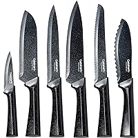 EatNeat 12-PC Color Knife Set, 5 SS Knives w/Sheaths, Cutting