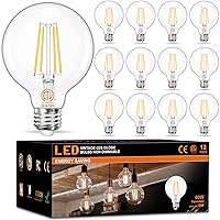 12-Pack LED Bathroom Light Bulbs 60W Equivalent, 4000K Natural Daylight, G25 Globe Edison Light Bulbs E26 Base, 6W Round Vanity Light Bulb with Filament Clear Glass, 600LM, 120V, Non-dimmable