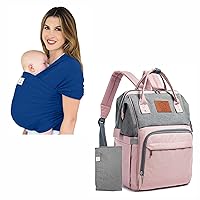 KeaBabies Baby Wrap Carrier and Diaper Bag Backpack - All in 1 Original Breathable Baby Sling, Lightweight,Hands Free Baby Carrier Sling - Waterproof Multi Function Baby Travel Bags, Baby Carrier Wrap