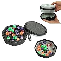 Protective Padded Dice Case & Integrated Felt Dice Tray for Board Games, Tabletop Games and RPGs - Holds & Protects Over 75 Dice! Perfect for Game Night! (Gray)